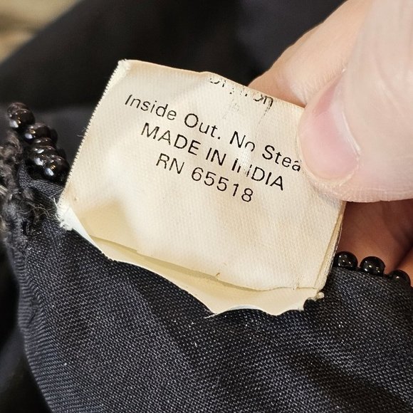 80s‎ Small Black Silk Beaded Formal Blouse Sequins Special Occasion Gold - Picture 12 of 13